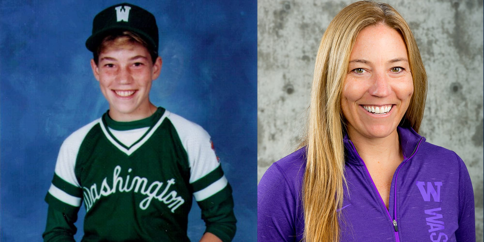 Heather Tarr as a Little Leaguer and as University of Washington coach